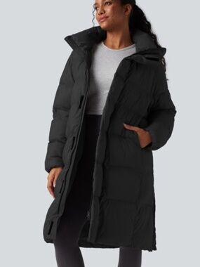 HALARA Long Black Puffer Jacket Size Medium